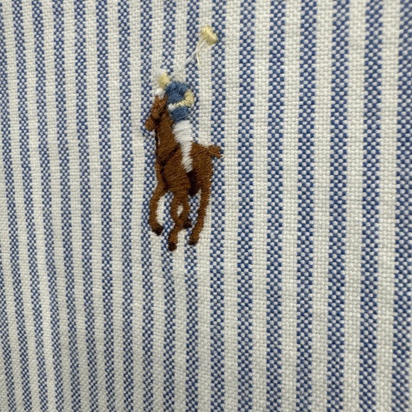 Ralph Lauren Men's Slim Fit Oxford Striped Button Down Blue White Sz XL Flesh - Picture 3 of 13